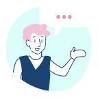 Illustration d'un personnage avec une bulle de dialogue